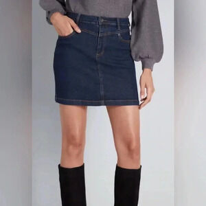 Modcloth Karaoke Seamstress Stretch Mini Denim Skirt Size 16